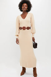 Almond Knit Anya Midi Dress